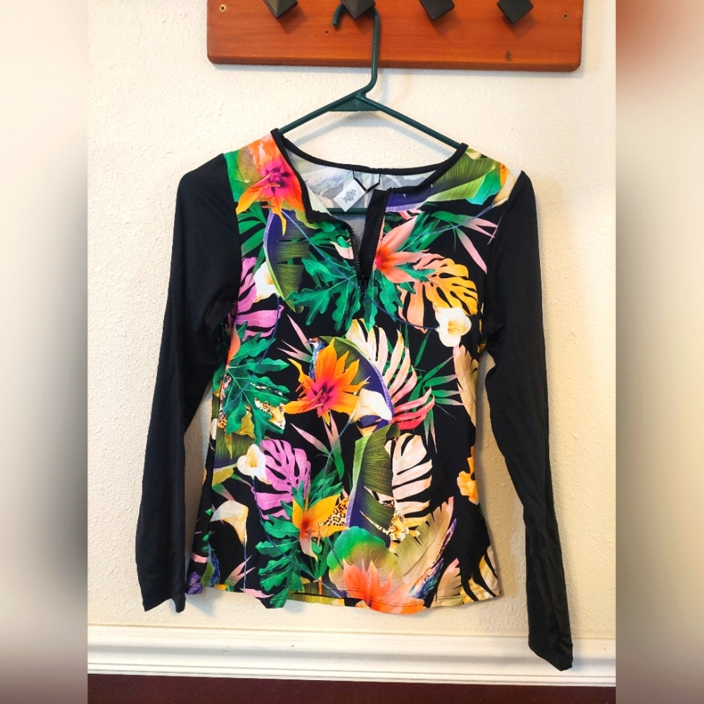 Mynah floral rash guard swim top